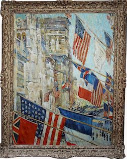 American School, After Hassam "Allies Day". Signed