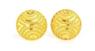 A Pair of Handmade 22 Karat Yellow Gold Cufflinks, Jean Stark, 15.90 dwts.