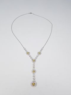 18K White Gold & Yellow Diamond Necklace