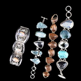 4 Sterling Silver and Gemstone Bracelets