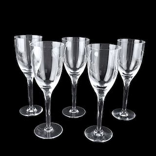 Five (5) Lalique "Angel" Crystal Champagne Glasses
