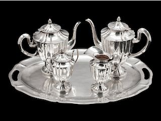 A Mexican Silver Five-Piece Tea and Coffee Service