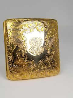 14K Gold Ornate Embossed Cigarette Case
