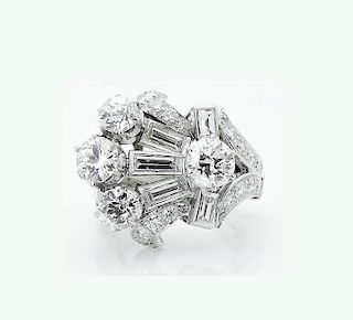 Cartier Estate PT 950 Over 4.00 TCW Diamond Ring