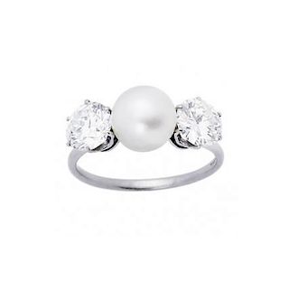 Tiffany & Co PT Round Brilliant  Diamond & Natural Ring