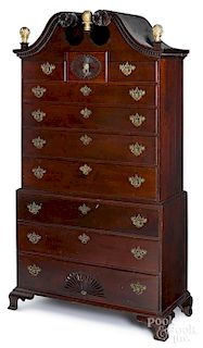 Chippendale style cherry chest on chest
