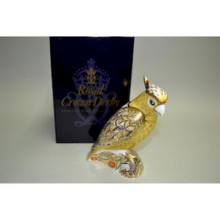 ROYAL CROWN DERBY CITRON COCKATOO PAPERWEIGHT