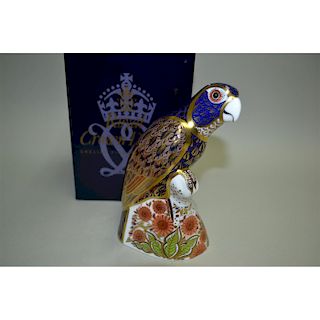 ROYAL CROWN DERBY BRONZE WINGED PARROT PAPERWEIGHT