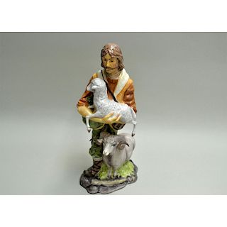 BOEHM PORCELAIN NATIVITY YOUNG SHEPHERD GILDED IN 24K GOLD