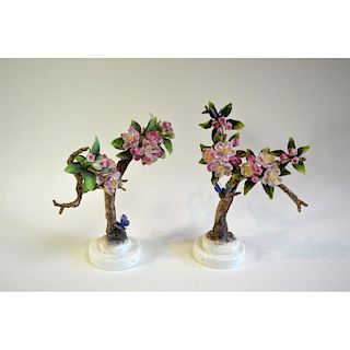 ROYAL WORCESTER CRAB APPLE SPRAYS AND BUTTERLY, PAIR