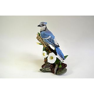 BOEHM PORCELAIN BLUE JAY WITH MORNING GLORIES