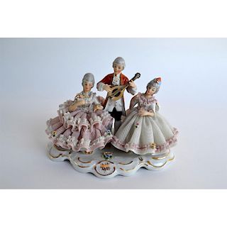 DRESDEN PORCELAIN LADIES AND GENT LACE FIGURINE