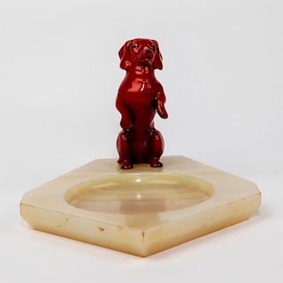 ROYAL DOULTON FLAMBE DACHSHUND BEGGING WITH TRAY