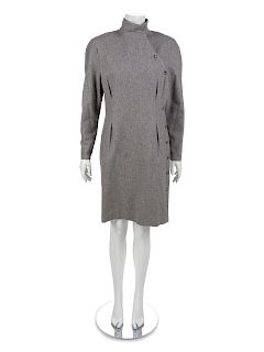 Planelle Gray Wool Dress, 1980-90s