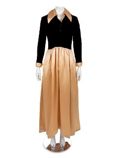Pink and Black Wool and Silk Long Dress,