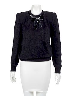 Gucci Black Angora Sweater, 1980s