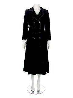 Yves Saint Laurent Haute Couture Black Velvet Smoking Jacket, with Rive Gauche Skirt, 1970s