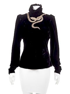 Emanuel Ungaro Haute Couture Blouse with Embellished Snake, 1980s