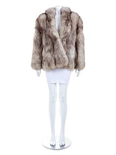 White and Brown Fox Fur Coat, 1980-90s