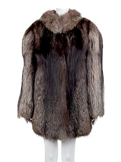 Chocolate Silver Combo Fox Fur Coat