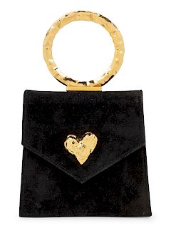 A Judith Leiber Black Handbag with Goldtone Handle