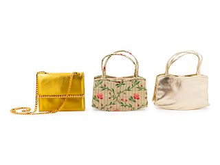 Two Manolo Blahnik Bags and A Fred Hayman Gold Bag, 