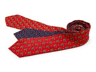 Two Salvatore Ferragamo Silk Ties and One Gucci Silk Tie,