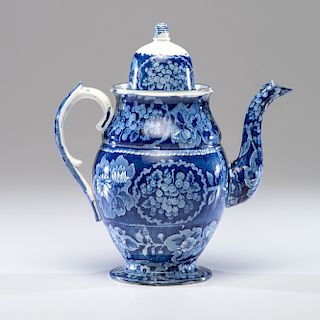 Staffordshire Blue and White Coffee Pot