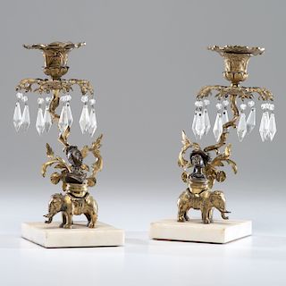 Regency Gilt Bronze Figural Candlesticks