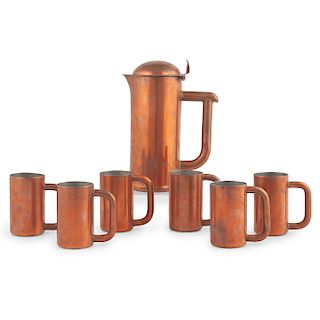 Rare Cleveland Coppersmithing Works Pitcher and Mug Set