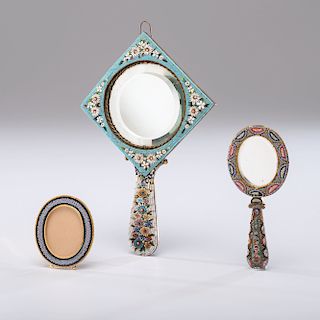 Micromosaic Hand Mirrors and Picture Frame