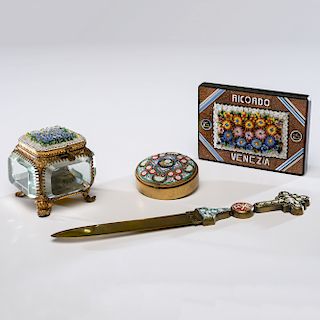 Micromosaic Dresser Boxes and Letter Opener, Plus