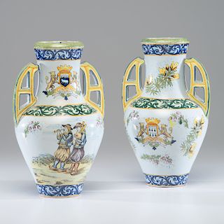 Henriot Quimper Handled Vases