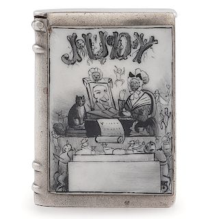 English Sterling Match Safe, Judy & the Cat