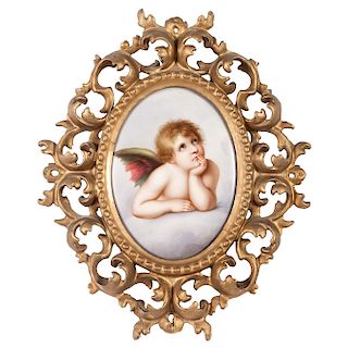 KPM Porcelain Plaque of a Cherub, After Raphael