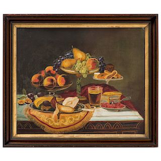 American School, Still Life with Fruit, Signed Florence V. Bush