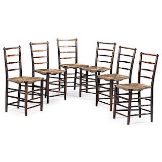 English Oak Ladderback Chairs 