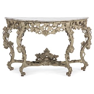 Continental Marble Top Console Table