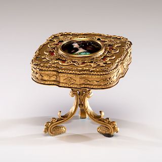 French Bronze and Enamel Jewelry Box