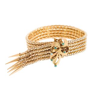 A Ladies Vintage Tassel Bracelet in 18K Gold