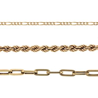 A Pair of Chain Bracelets & Anklet Gold