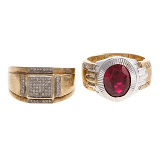 Two Gentlemen's Rings with Diamonds in Gold