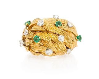 An 18 Karat Yellow Gold, Diamond and Emerald Ring, Georges Lenfant, 14.60 dwts.