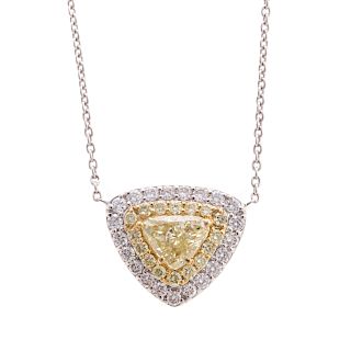 A Ladies Yellow & White Diamond Necklace in 18K