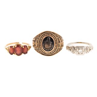 A Trio of Ladies Gemstone & Diamond Rings in Gold