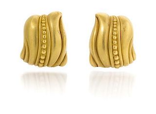 * A Pair of 18 Karat Yellow Gold Earclips, Kieselstein-Cord, 26.90 dwts.