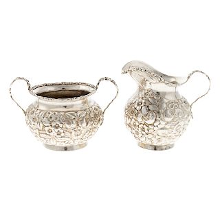 BSSCo. Repousse Sterling Creamer & Sugar