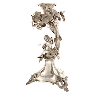 Continental Art Nouveau Silver Figural Candlestick