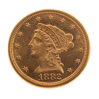 1882 $2.50 Liberty Gold Quarter Eagle MS61+ PL