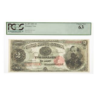 1891 $2 Treasury Note FR 357 PCGS-63 McPherson